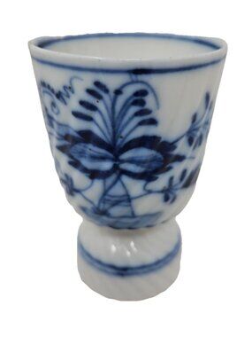Antique 19th Century German Meissen Style Blue Onion Double Egg Cup Hand Painted